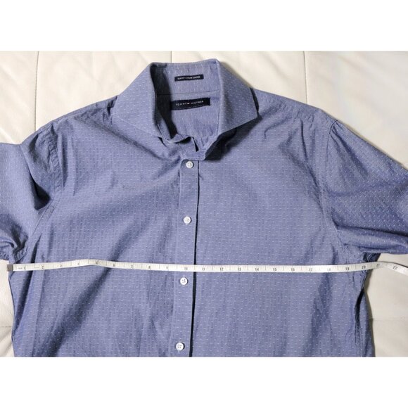TOMMY HILFIGER - Men's Light Blue on Blue Dotted Button Down Shirt - Size M Slim - Picture 6 of 8